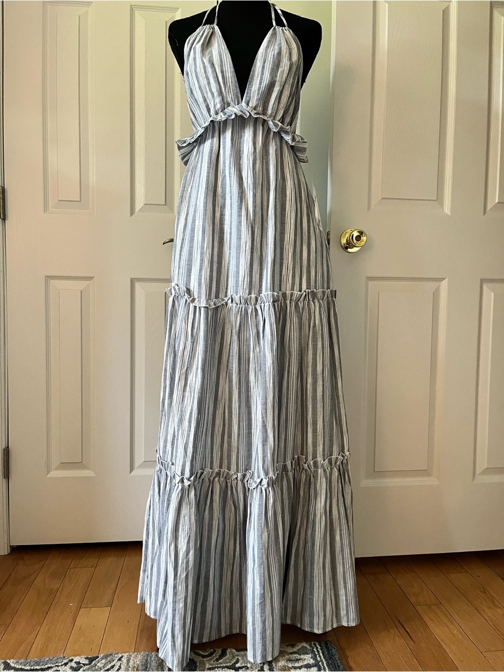 Lulus Striped Halter Maxi Dress | Size S EUC